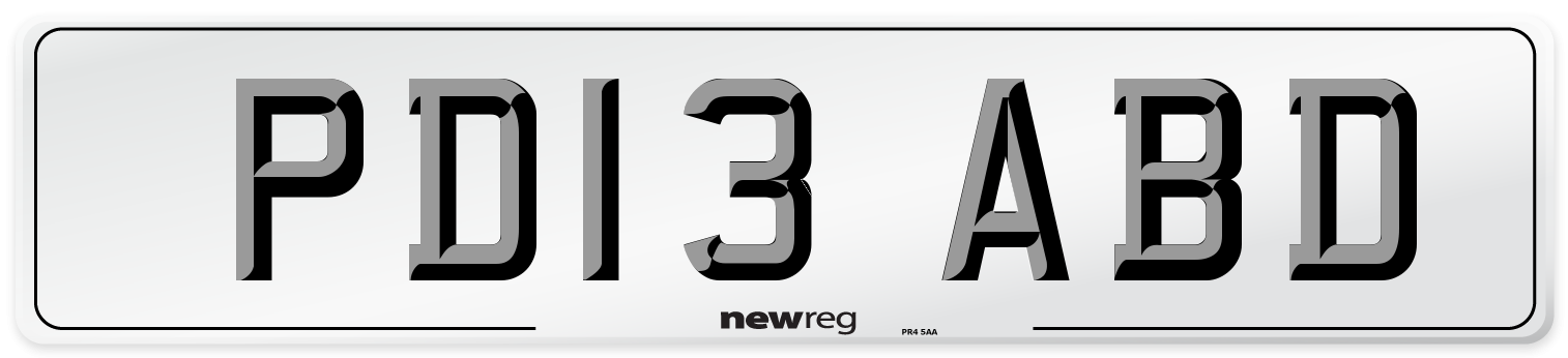 PD13 ABD Number Plate from New Reg